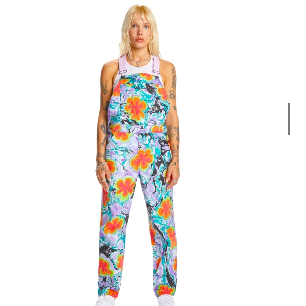 Teddy Fresh + Myfawnwy multicolored marbled overalls